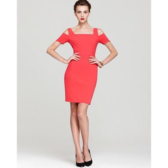 BCBGMaxAzria Dresses & Skirts - BCBGMAXAZRIA Ann Red Dress with Cut Out Shoulders